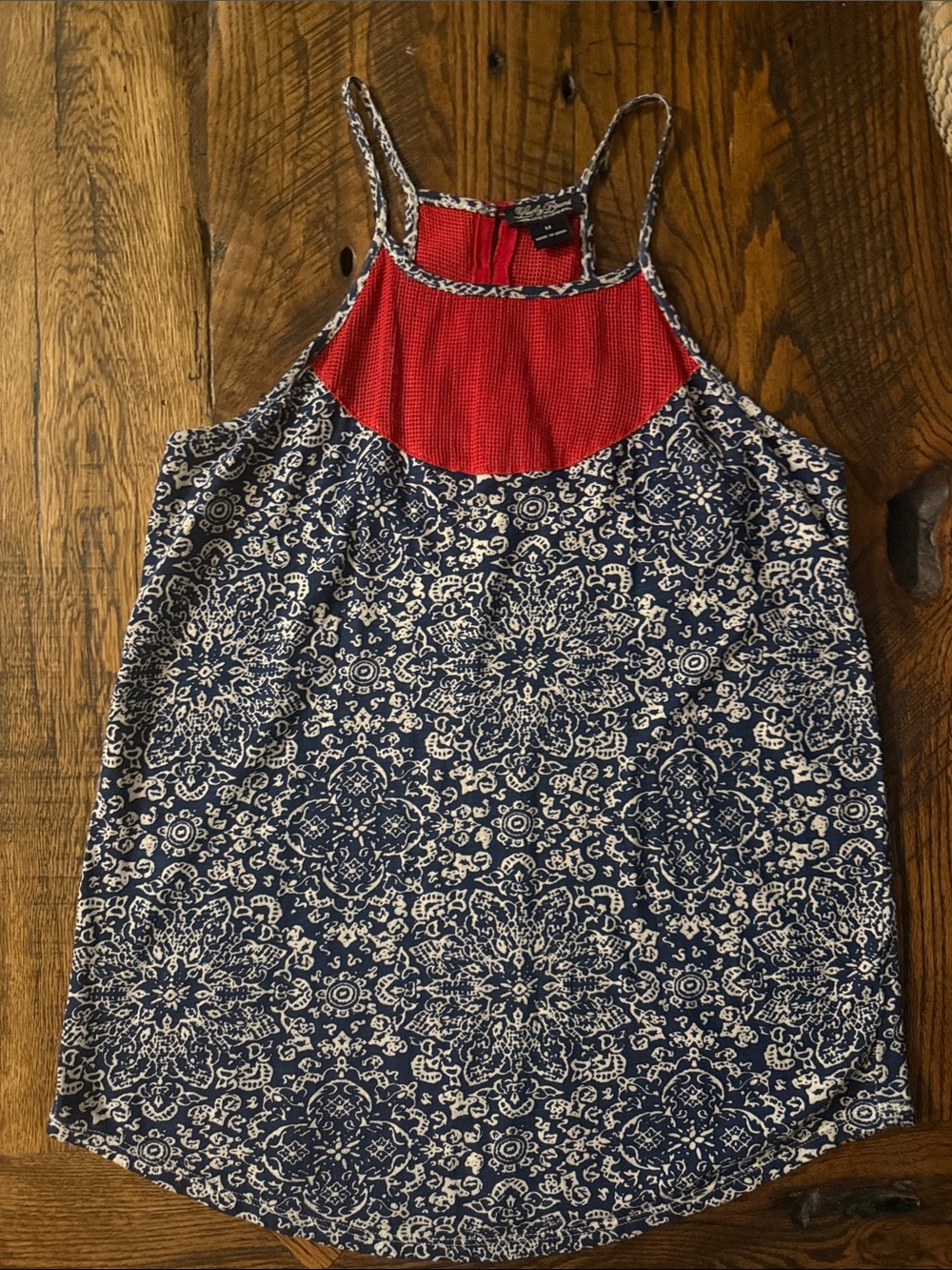 Lucky Brand Navy and Red Paisley Halter Cami Top